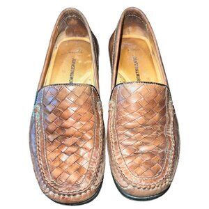 Johnston & Murphy Men's Locklin Woven Sheep‎ Skin Leather Loafers Brown size 8